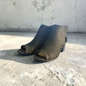 Easy Street Black Peep-Toe Heeled Boots